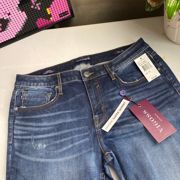 Nwt Vigoss Jagger Super Skinny Distress Jeans, 33x28 - Picture 2 of 15